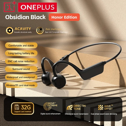 OnePlus Knochenschall Bluetooth Kopfhörer – Kabelloses Open-Ear Headset, Freisprechfunktion, Wasserdichte Sport-Kopfhörer mit Mikrofon