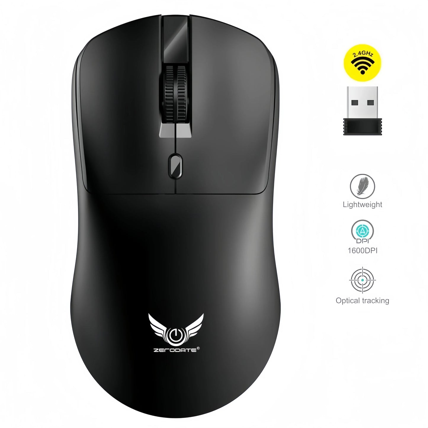 2.4G Trådløs Ergonomisk Mus – Justerbar DPI (800–1600), Optisk Gamingmus til PC & Laptop