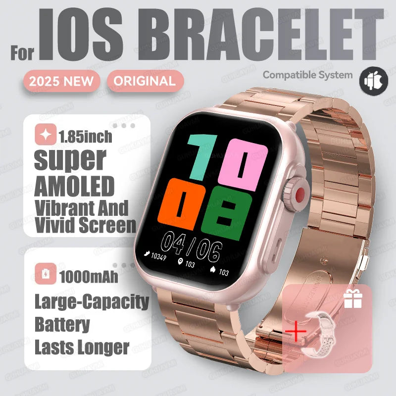 1,85" HD AMOLED Smartwatch med Bluetooth-opkald – IP68 Vandtæt Full Touch Sportsur til Mænd og Kvinder (2025)