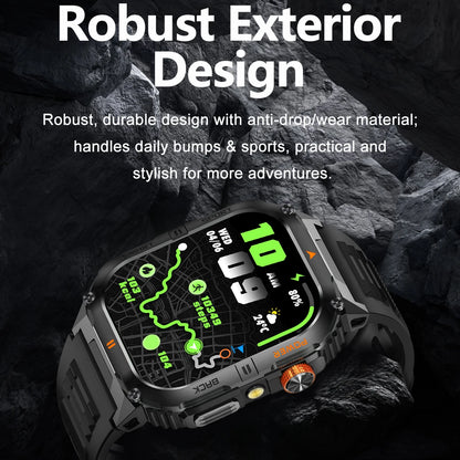 Smart Sportsuhr für Herren – Bluetooth-Anrufe, Fitness-Tracking & LED-Taschenlampe (2,0” HD)