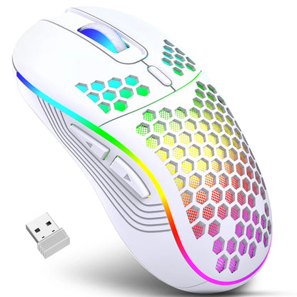 2.4G trådløs RGB-mus med genopladeligt batteri og justerbar DPI (800-1600), ergonomisk design