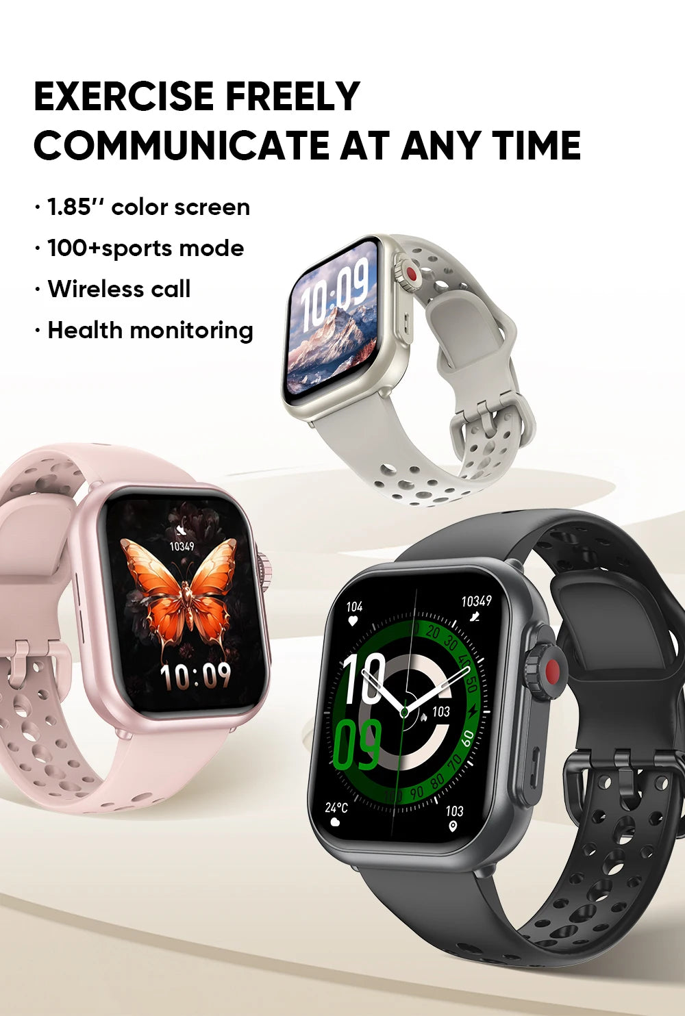 1,85" HD AMOLED Smartwatch med Bluetooth-opkald – IP68 Vandtæt Full Touch Sportsur til Mænd og Kvinder (2025)