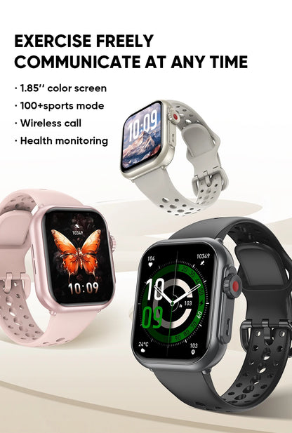 1,85" HD AMOLED Smartwatch med Bluetooth-opkald – IP68 Vandtæt Full Touch Sportsur til Mænd og Kvinder (2025)