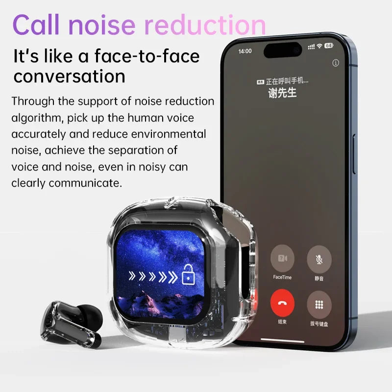 True Wireless Bluetooth 5.4 Earbuds – ANC Noise-Cancelling, HD Stereo Bass, Gamer Headset with LED Touch Control