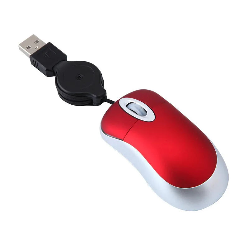 Mini kabelgebundene, einziehbare Maus – tragbare optische USB-Maus (1000 DPI) für Laptop & PC