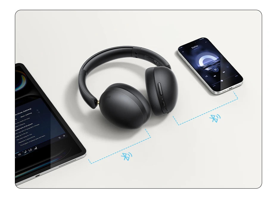 Trådløse Over-Ear Bluetooth-hovedtelefoner – 80 timers spilletid, Hi-Fi stereolyd med mikrofon, Bluetooth 5.4