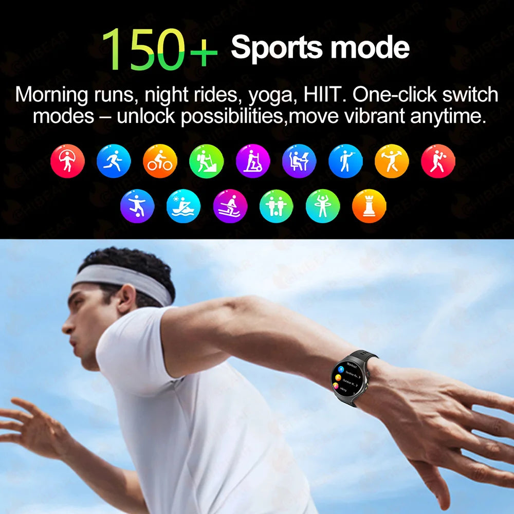 Herren-Smartwatch mit Full Touch, Bluetooth-Anrufen, Kompass und Taschenlampe – Fitness-Tracker und Herzfrequenzmesser, wasserdicht