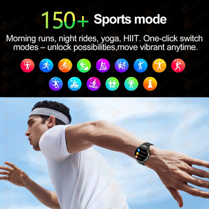 Herren-Smartwatch mit Full Touch, Bluetooth-Anrufen, Kompass und Taschenlampe – Fitness-Tracker und Herzfrequenzmesser, wasserdicht