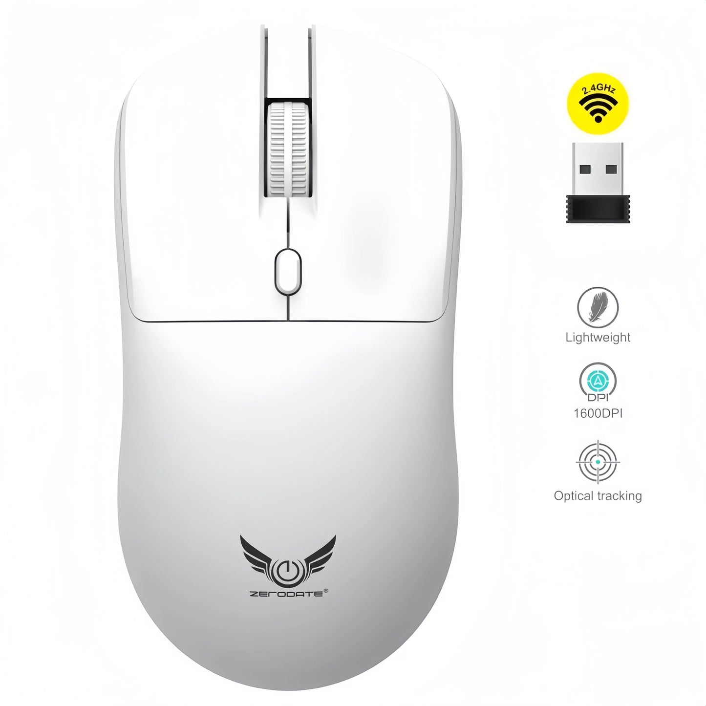 2.4G Trådløs Ergonomisk Mus – Justerbar DPI (800–1600), Optisk Gamingmus til PC & Laptop