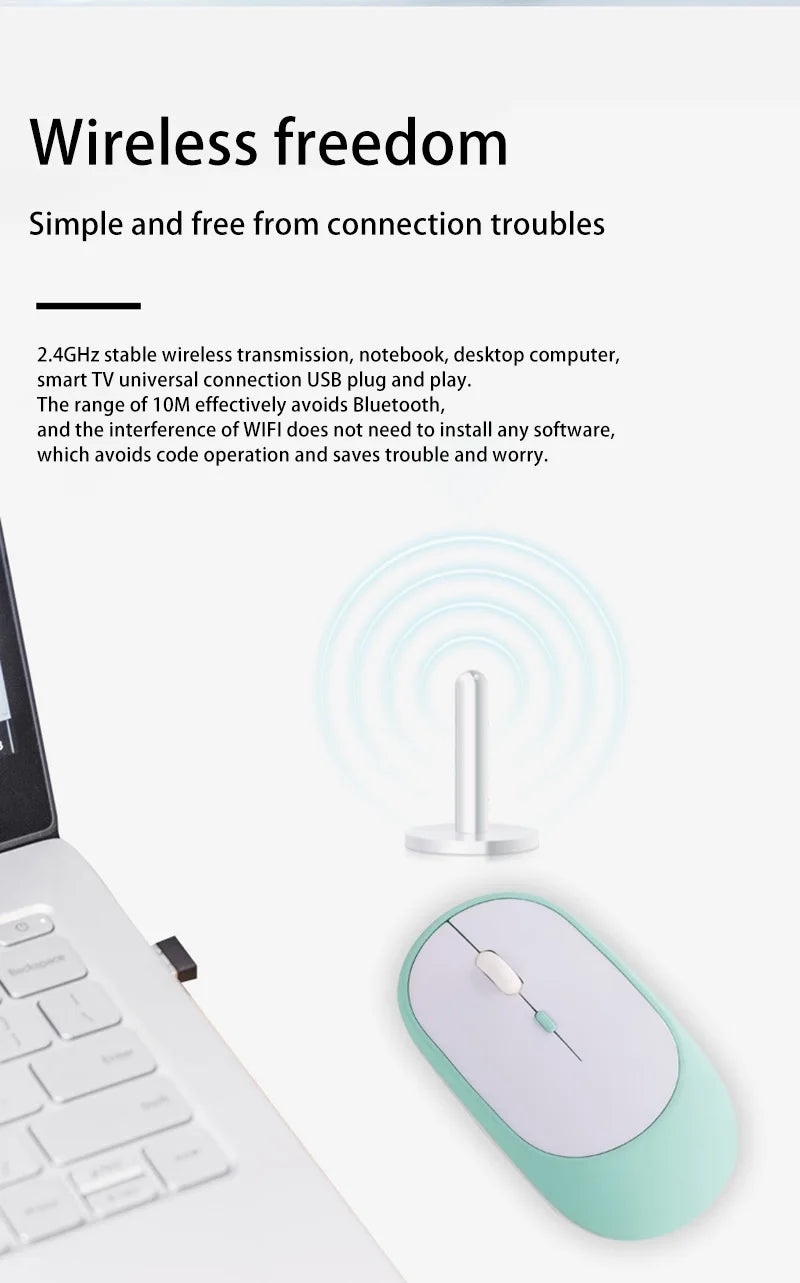 Lenovo trådløs genopladelig mus – dual-mode (2,4G + Bluetooth), lydløst klik, justerbar DPI (800-1600)