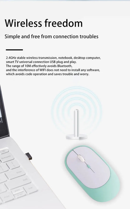 Lenovo trådløs genopladelig mus – dual-mode (2,4G + Bluetooth), lydløst klik, justerbar DPI (800-1600)