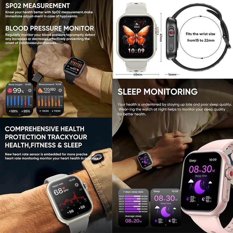 1,85" HD AMOLED Smartwatch med Bluetooth-opkald – IP68 Vandtæt Full Touch Sportsur til Mænd og Kvinder (2025)