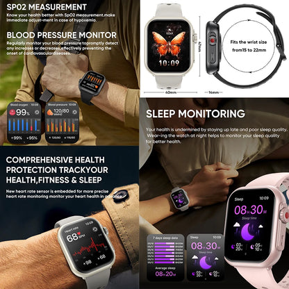 1,85" HD AMOLED Smartwatch med Bluetooth-opkald – IP68 Vandtæt Full Touch Sportsur til Mænd og Kvinder (2025)