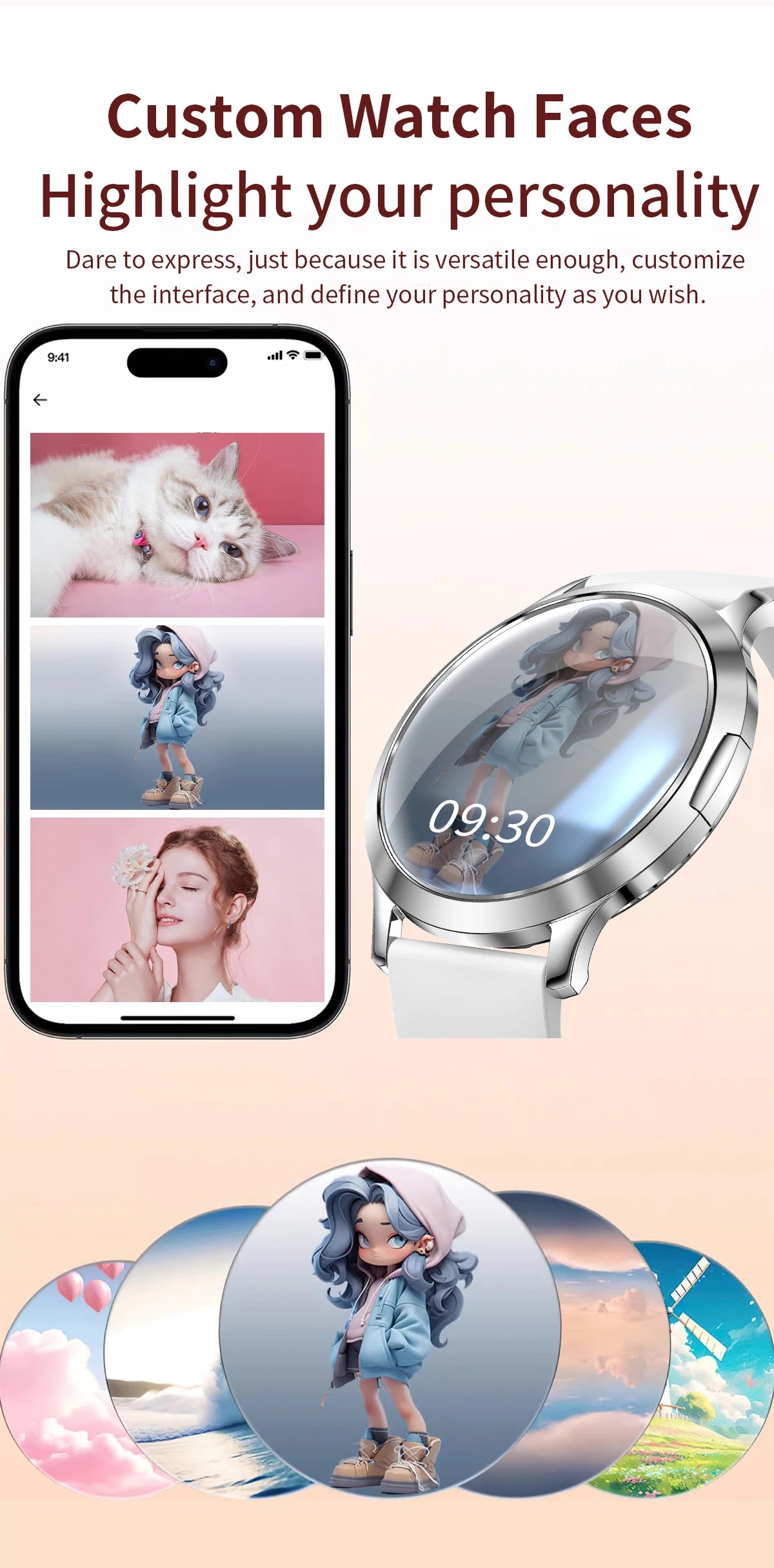 1,32" ultratyndt AMOLED-smartwatch til kvinder med Bluetooth-opkald – Brugerdefinerede urskiver, aktivitetsmåler, luksusdesign