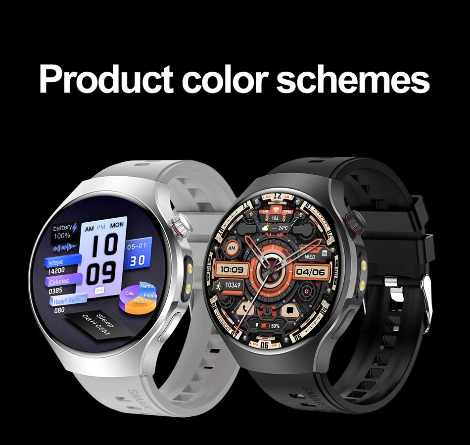 Herren-Smartwatch mit Full Touch, Bluetooth-Anrufen, Kompass und Taschenlampe – Fitness-Tracker und Herzfrequenzmesser, wasserdicht