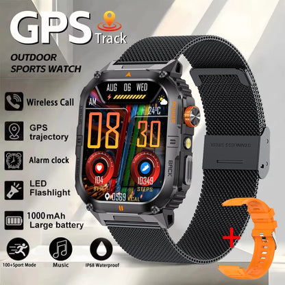 Smart Sportsuhr für Herren – Bluetooth-Anrufe, Fitness-Tracking & LED-Taschenlampe (2,0” HD)
