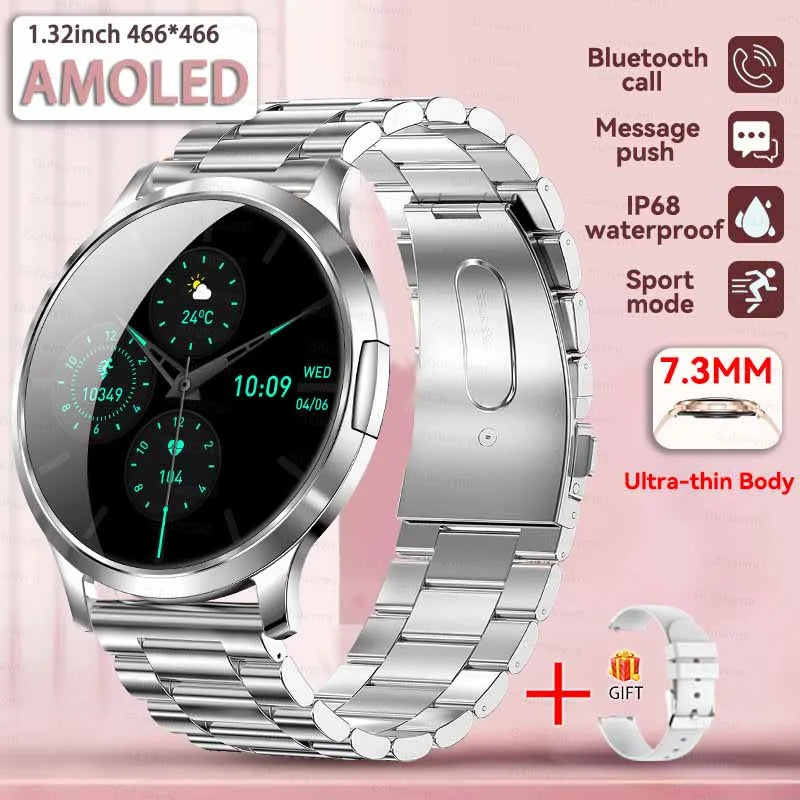 1,32" ultratyndt AMOLED-smartwatch til kvinder med Bluetooth-opkald – Brugerdefinerede urskiver, aktivitetsmåler, luksusdesign