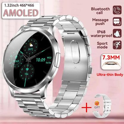 1,32" ultratyndt AMOLED-smartwatch til kvinder med Bluetooth-opkald – Brugerdefinerede urskiver, aktivitetsmåler, luksusdesign