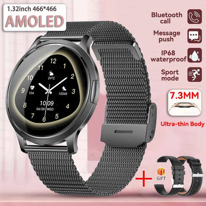 1,32" ultratyndt AMOLED-smartwatch til kvinder med Bluetooth-opkald – Brugerdefinerede urskiver, aktivitetsmåler, luksusdesign