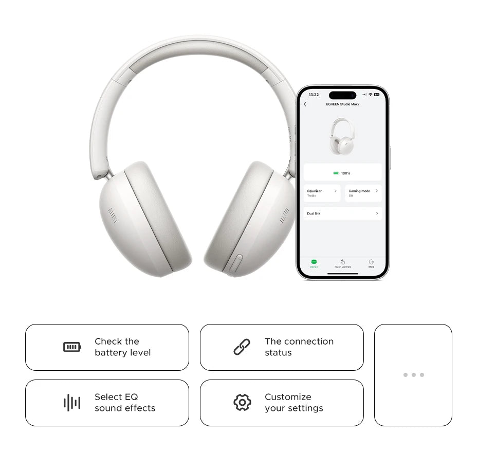 Trådløse Over-Ear Bluetooth-hovedtelefoner – 80 timers spilletid, Hi-Fi stereolyd med mikrofon, Bluetooth 5.4