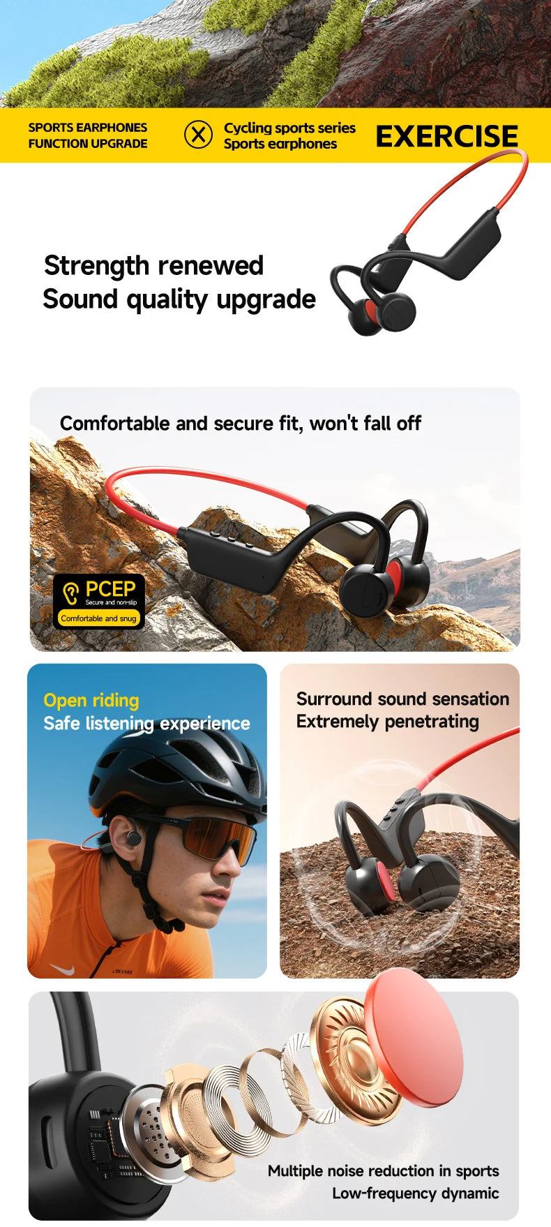 OnePlus Knochenschall Bluetooth Kopfhörer – Kabelloses Open-Ear Headset, Freisprechfunktion, Wasserdichte Sport-Kopfhörer mit Mikrofon