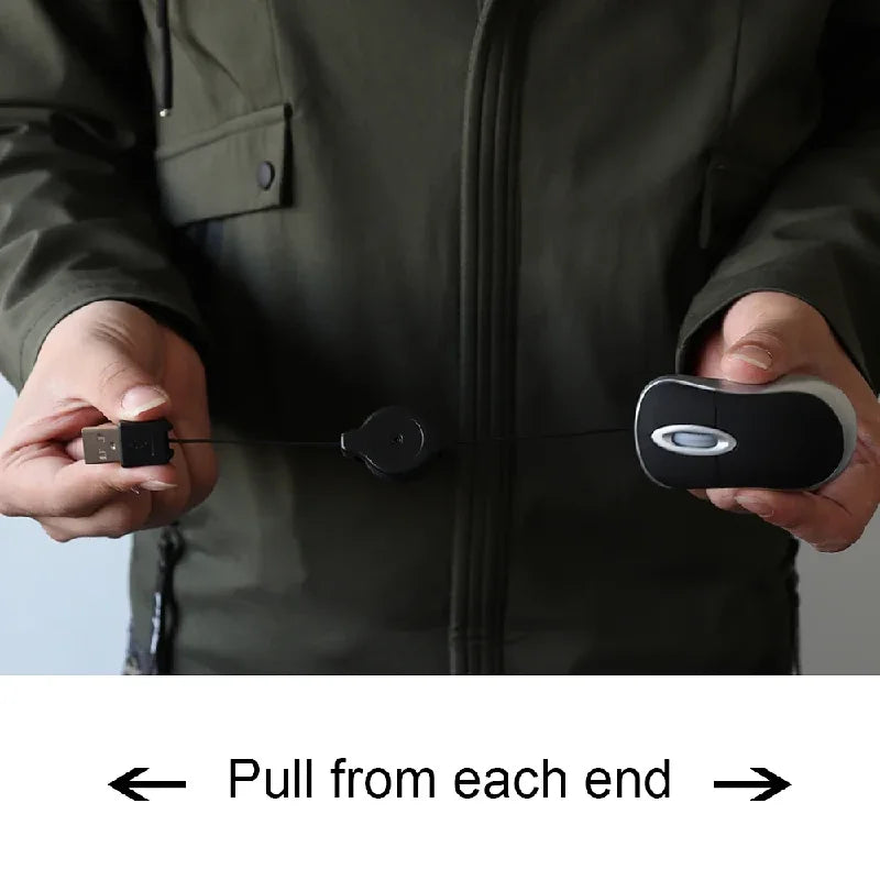 Mini kabelgebundene, einziehbare Maus – tragbare optische USB-Maus (1000 DPI) für Laptop & PC