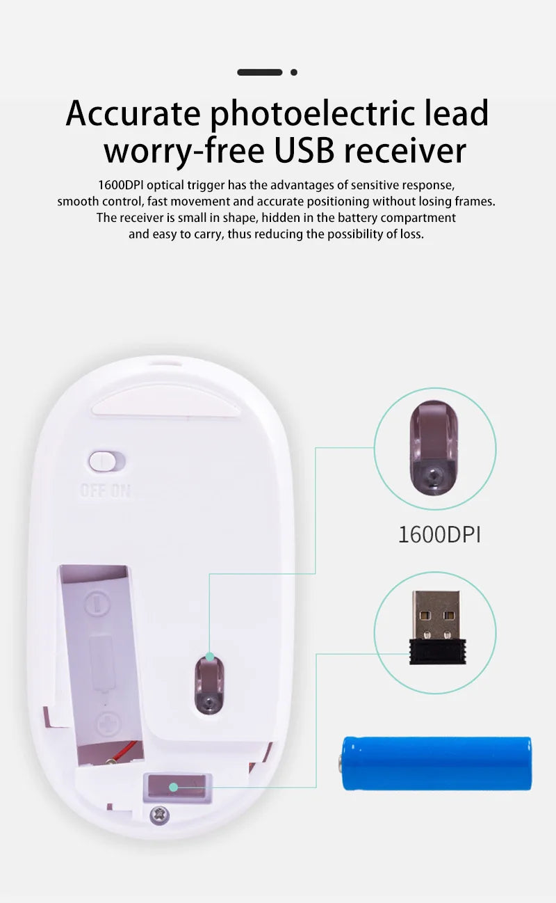 Lenovo trådløs genopladelig mus – dual-mode (2,4G + Bluetooth), lydløst klik, justerbar DPI (800-1600)