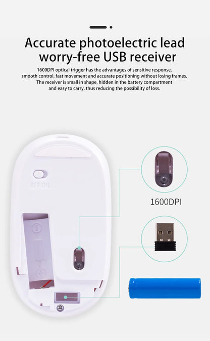 Lenovo trådløs genopladelig mus – dual-mode (2,4G + Bluetooth), lydløst klik, justerbar DPI (800-1600)