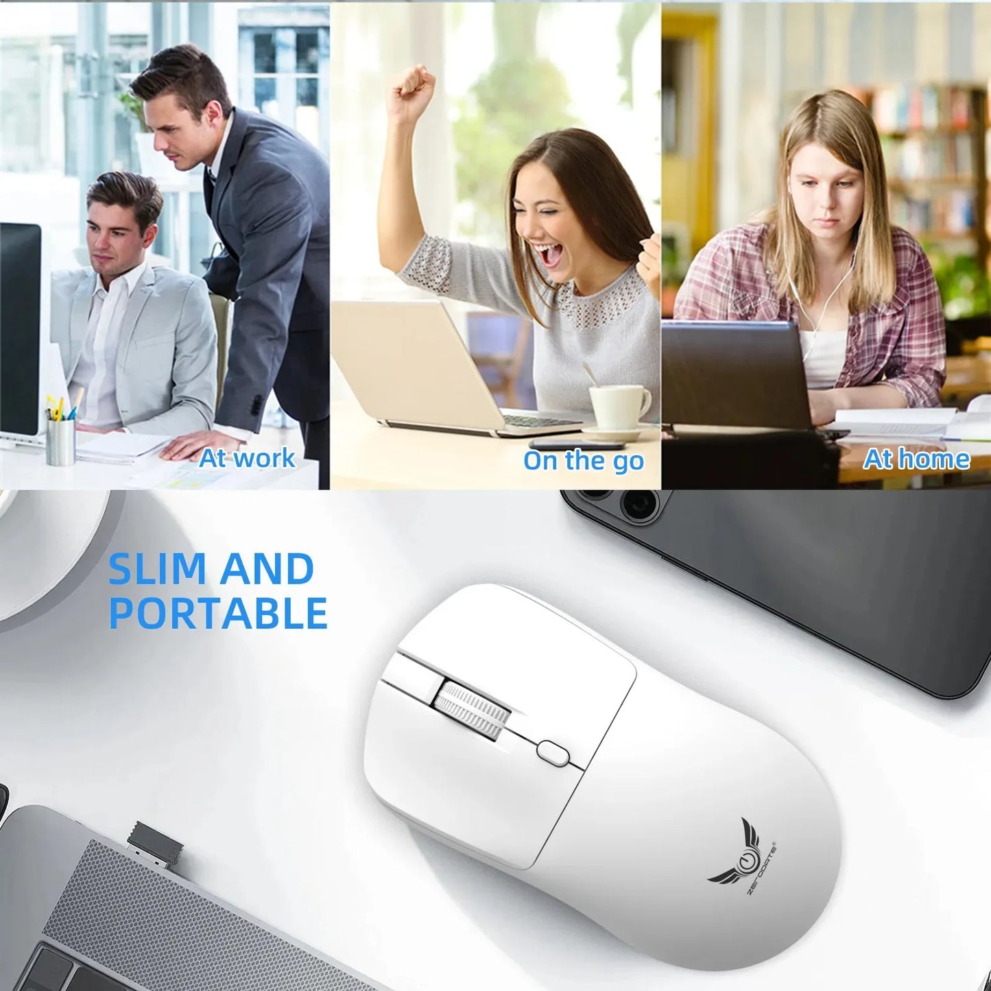 2.4G Trådløs Ergonomisk Mus – Justerbar DPI (800–1600), Optisk Gamingmus til PC & Laptop