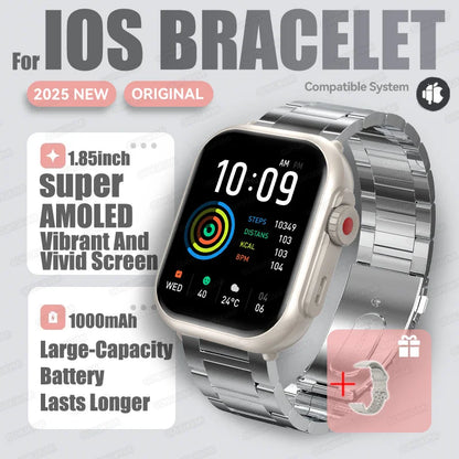 1,85" HD AMOLED Smartwatch med Bluetooth-opkald – IP68 Vandtæt Full Touch Sportsur til Mænd og Kvinder (2025)