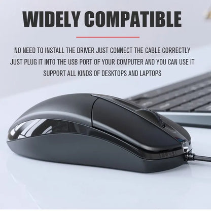 USB Wired Optical Mouse – 1200 DPI, Ergonomic Design, Plug & Play for PC & Laptop