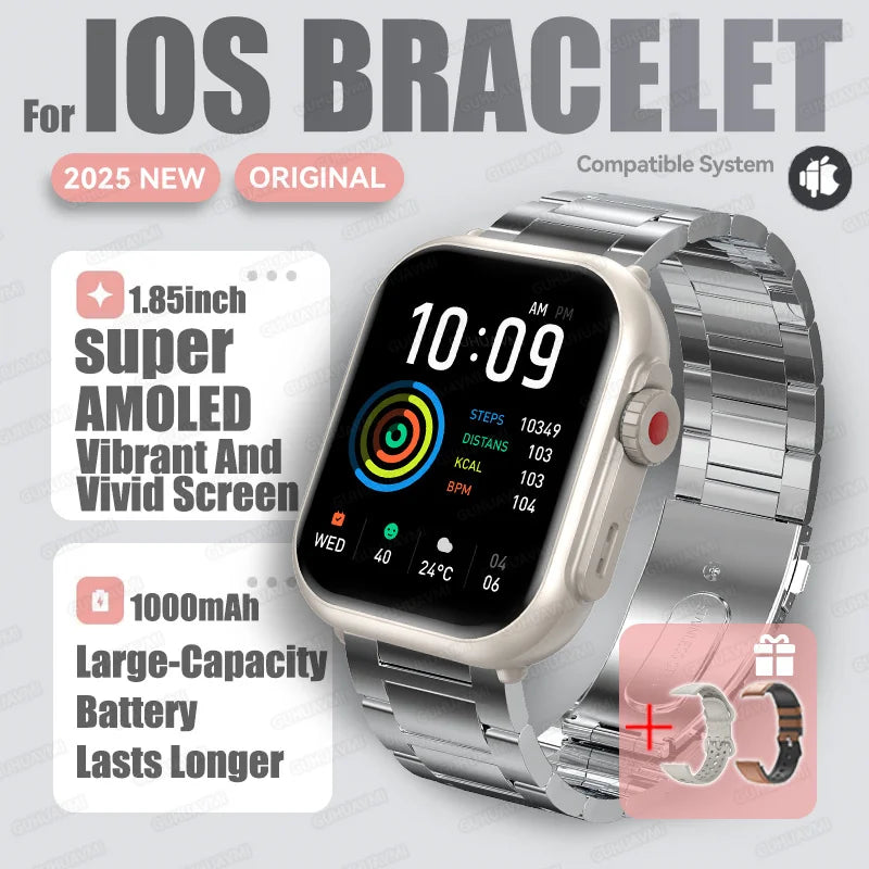 1,85" HD AMOLED Smartwatch med Bluetooth-opkald – IP68 Vandtæt Full Touch Sportsur til Mænd og Kvinder (2025)
