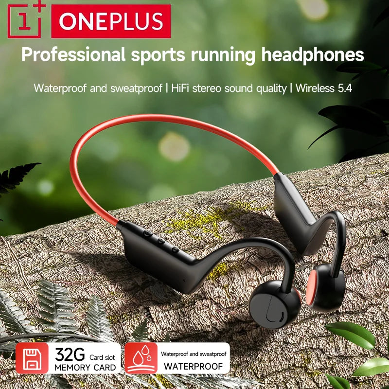 OnePlus Knochenschall Bluetooth Kopfhörer – Kabelloses Open-Ear Headset, Freisprechfunktion, Wasserdichte Sport-Kopfhörer mit Mikrofon