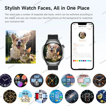 HD AMOLED Smartwatch für Herren mit Bluetooth-Anruffunktion, Herzfrequenzmesser & GPS-Bewegungsverfolgung – Wasserdicht, für Android & iOS (2025)
