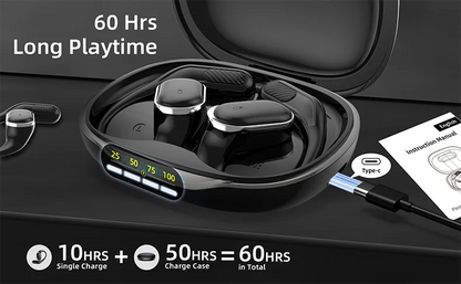 Bluetooth 5.4 Open-Ear-Kopfhörer – 60 Std. Spielzeit, Dual-Mikrofon, klare Anrufe, Sport-Luftleitung-Ohrhörer