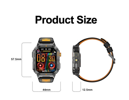 Smart Sportsuhr für Herren – Bluetooth-Anrufe, Fitness-Tracking & LED-Taschenlampe (2,0” HD)