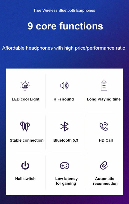 Bluetooth TWS Gaming-Ohrhörer – Kabelloser HiFi 9D Stereo Sound mit Mikrofon, Bass-Audio-Kopfhörer für Xiaomi & Lenovo