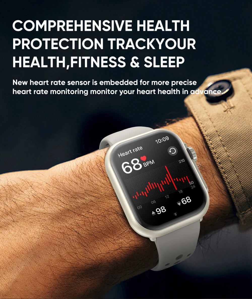 1,85" HD AMOLED Smartwatch med Bluetooth-opkald – IP68 Vandtæt Full Touch Sportsur til Mænd og Kvinder (2025)