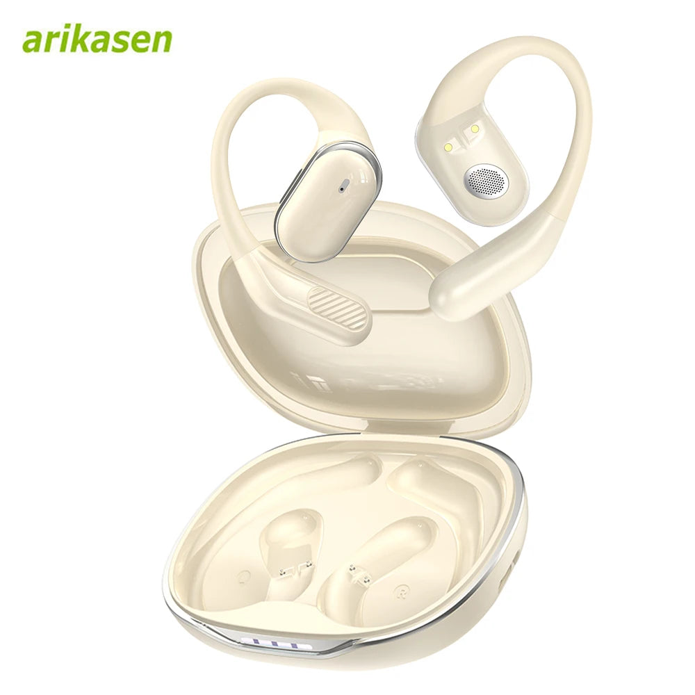 Bluetooth 5.4 Open-Ear-Kopfhörer – 60 Std. Spielzeit, Dual-Mikrofon, klare Anrufe, Sport-Luftleitung-Ohrhörer