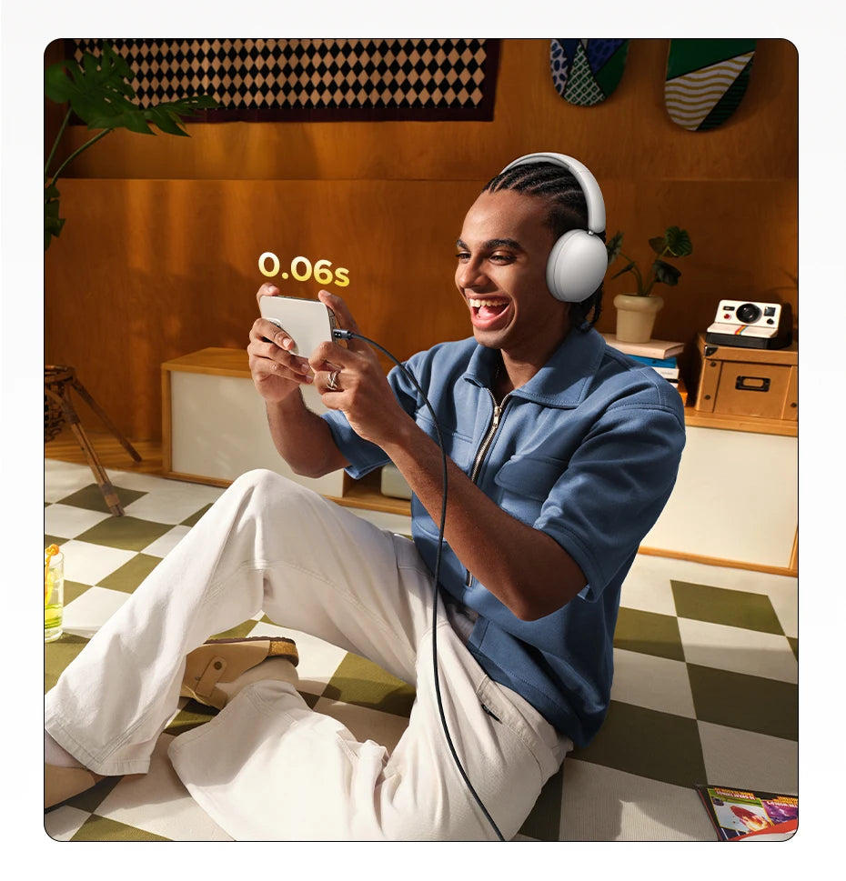 Trådløse Over-Ear Bluetooth-hovedtelefoner – 80 timers spilletid, Hi-Fi stereolyd med mikrofon, Bluetooth 5.4
