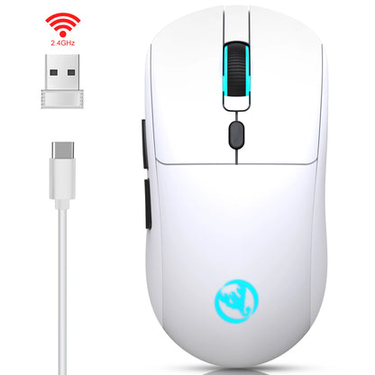Genopladelig trådløs mus 2.4G RGB – 3600 DPI, Ergonomisk Design, USB-modtager, Type-C opladning