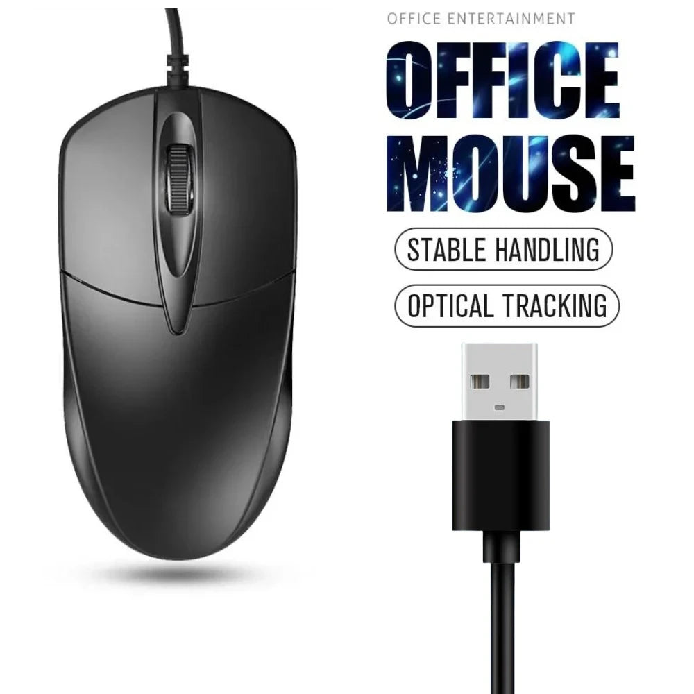 USB Wired Optical Mouse – 1200 DPI, Ergonomic Design, Plug & Play for PC & Laptop