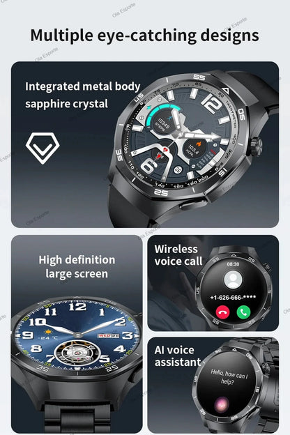 HD AMOLED Smartwatch für Herren mit Bluetooth-Anruffunktion, Herzfrequenzmesser & GPS-Bewegungsverfolgung – Wasserdicht, für Android & iOS (2025)