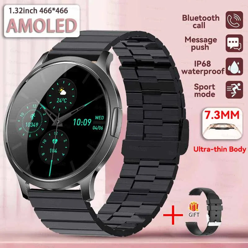 1,32" ultratyndt AMOLED-smartwatch til kvinder med Bluetooth-opkald – Brugerdefinerede urskiver, aktivitetsmåler, luksusdesign