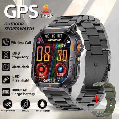 Smart Sportsuhr für Herren – Bluetooth-Anrufe, Fitness-Tracking & LED-Taschenlampe (2,0” HD)