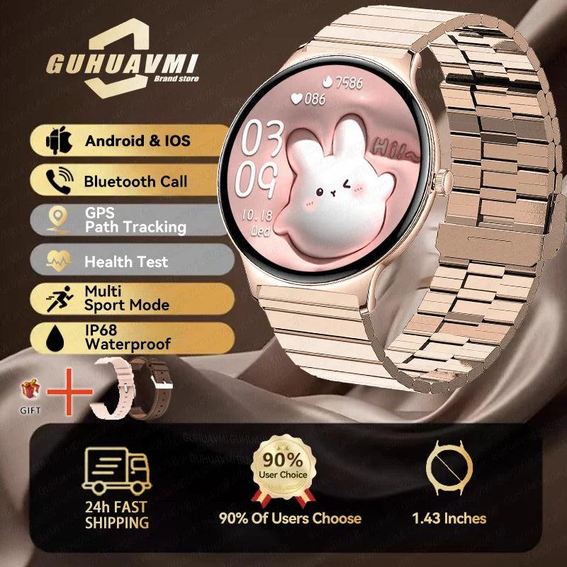 1.43" Full Touch Smartwatch for Women with Bluetooth Calling – Fitness & Sports Watch, Stylish Ladies Gift (2025)