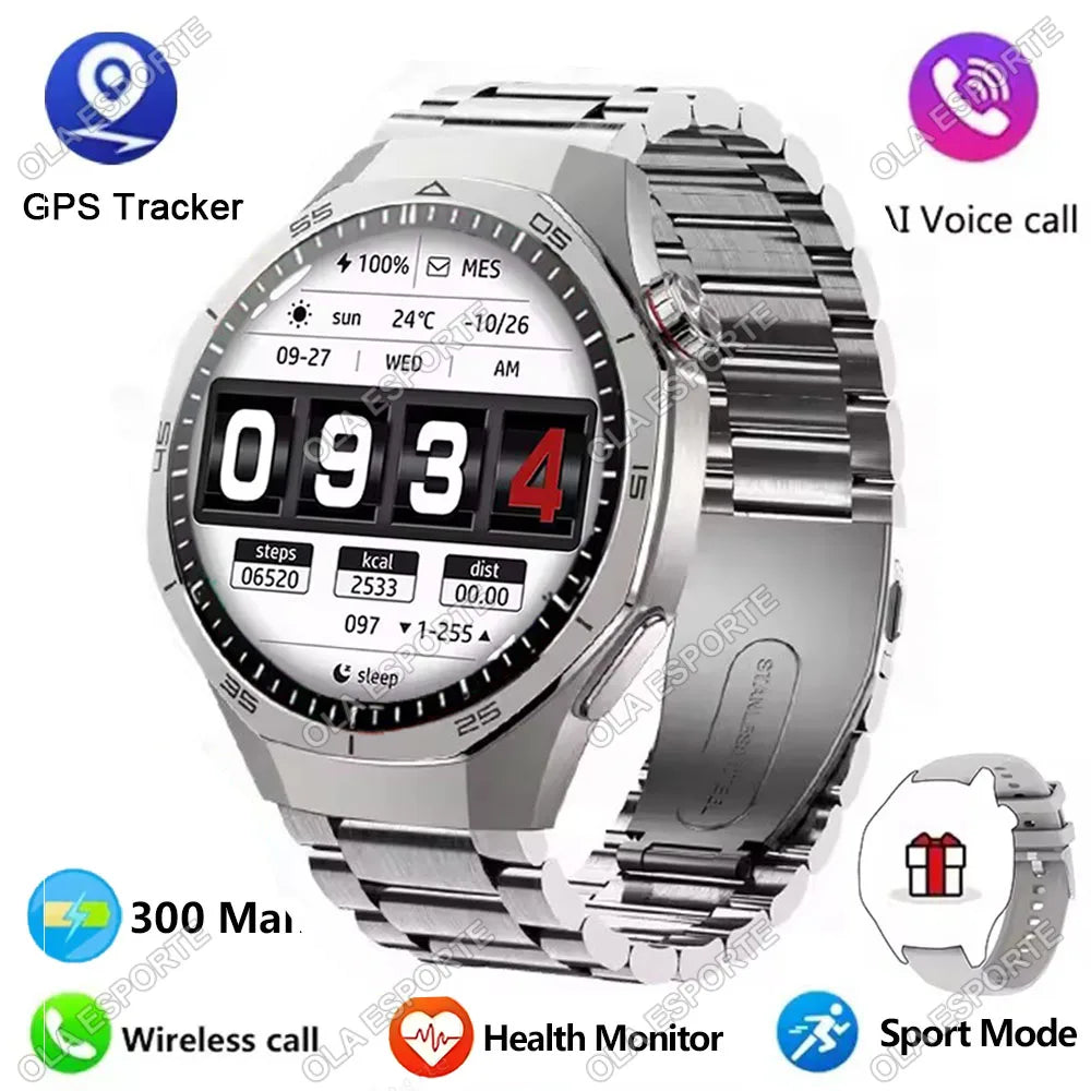 HD AMOLED Smartwatch für Herren mit Bluetooth-Anruffunktion, Herzfrequenzmesser & GPS-Bewegungsverfolgung – Wasserdicht, für Android & iOS (2025)