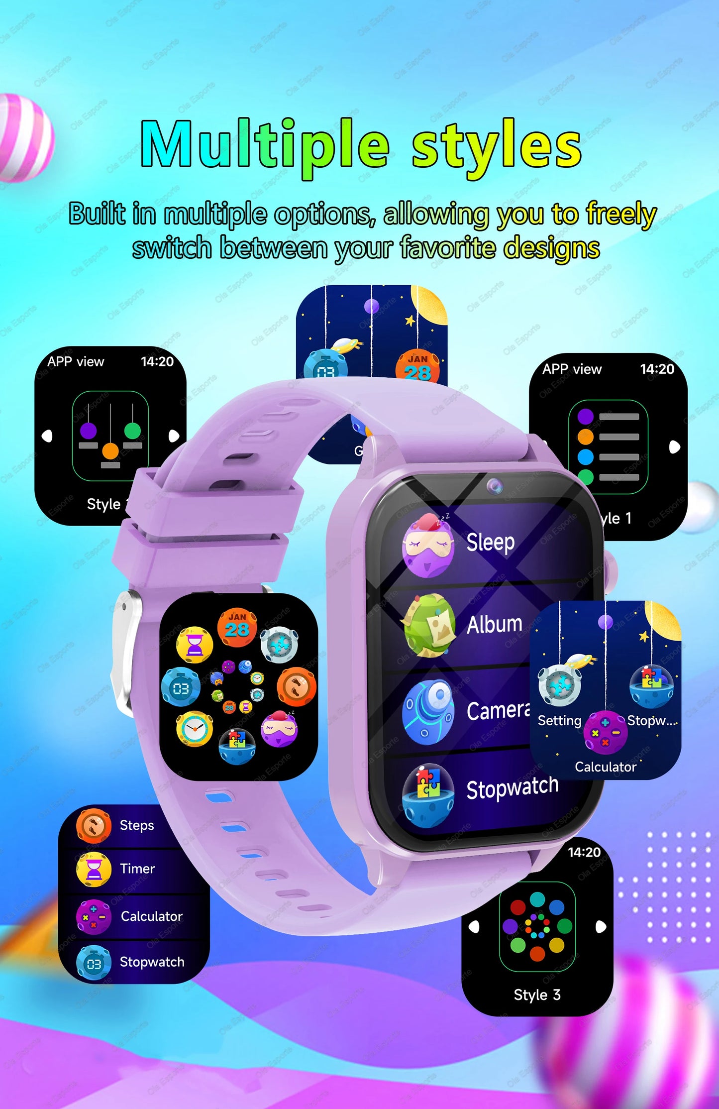 Kinder-Smartwatch mit 1,83"-Display, Kamera und 18 Spielen