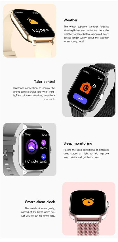 1,83" HD Smartwatch med Bluetooth-opkald og notifikationer – Sportstilstande, musikstyring, til Android og iOS (Unisexgave)