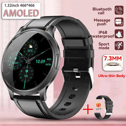 1,32" ultratyndt AMOLED-smartwatch til kvinder med Bluetooth-opkald – Brugerdefinerede urskiver, aktivitetsmåler, luksusdesign